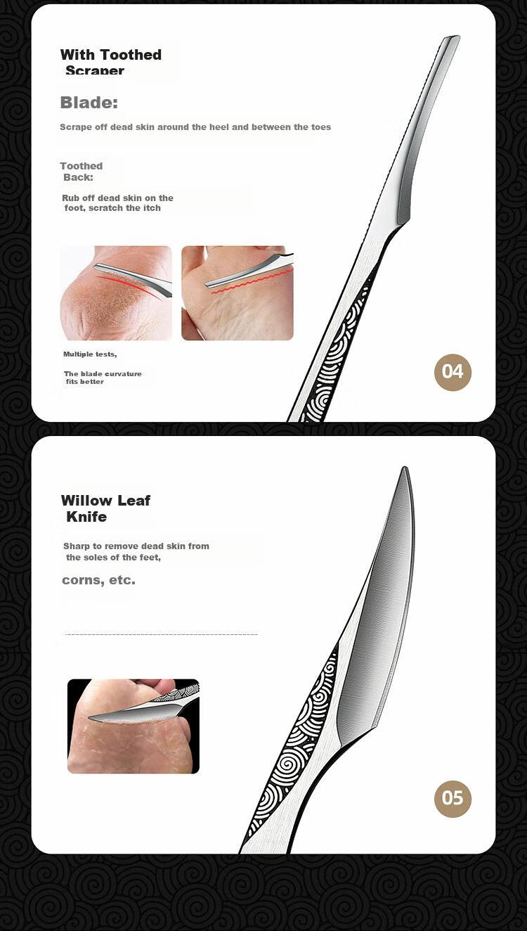 Jindarimei Yangzhou Sanbaodao Pedicure Knife Set, Callus Removal Tool Kit for Dead Skin And Thick Toenails, Ingrown Toenail Scraper 6