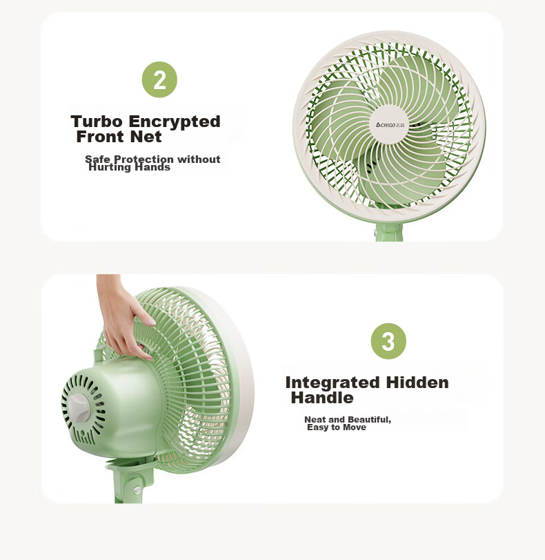 CHIGO Electric Fan/Table Fan/Small Fan/Desktop Fan Home Student Dormitory Office Quiet Energy-Saving Oscillating Small Fan 20