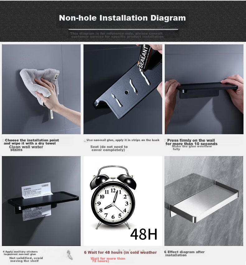 Huxiansen Bathroom Storage Rack, Toilet Phone Holder, 304 Stainless Steel, No Drilling Required, Raised Partition, Brushed Finish, Tray Bracket, for Bathroom And Restroom 2