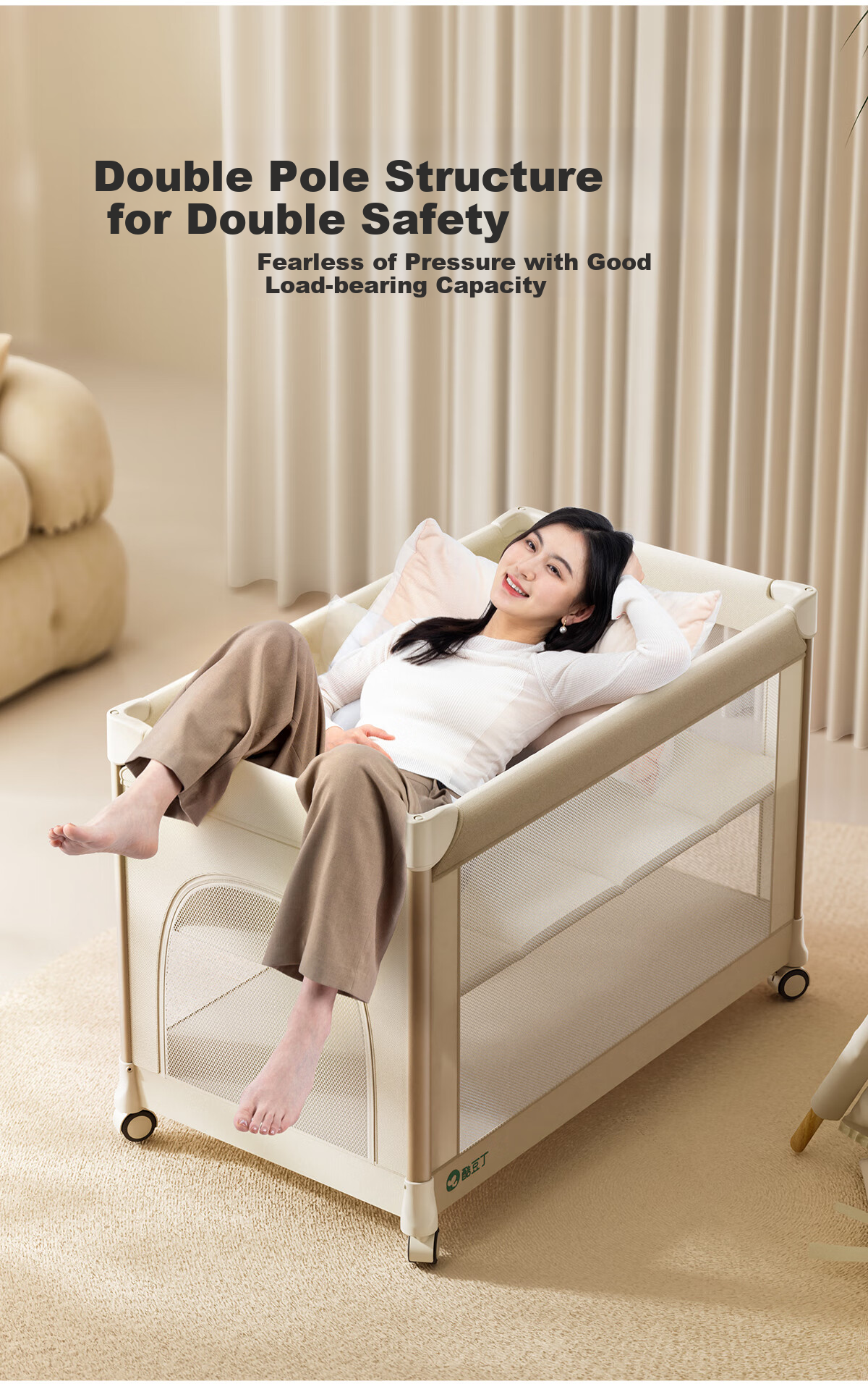 Coolbaby Smart Dream Foldable Baby Crib Convertible to Large Bed, Multifunctional Newborn Changing Table, Baby Bed - Basic Model 6