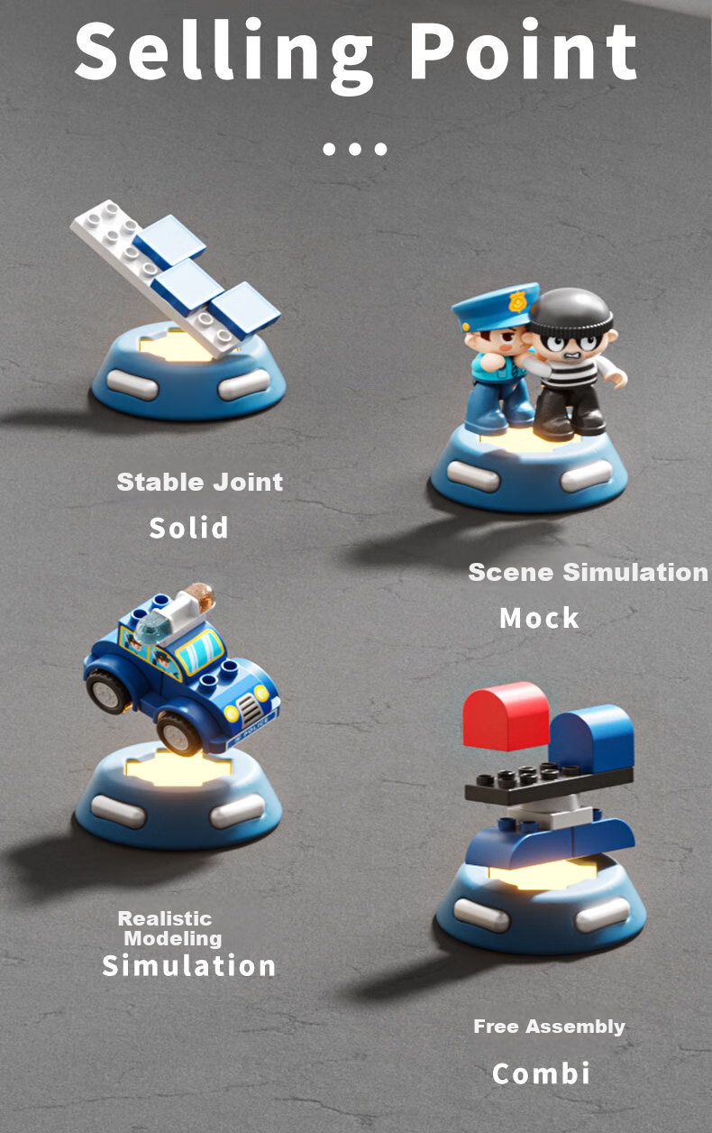 FEELO Compatible with LEGO Large Particle Building Blocks, Toy for Boys And Girls, Birthday Gift, Police Station Y42005 2
