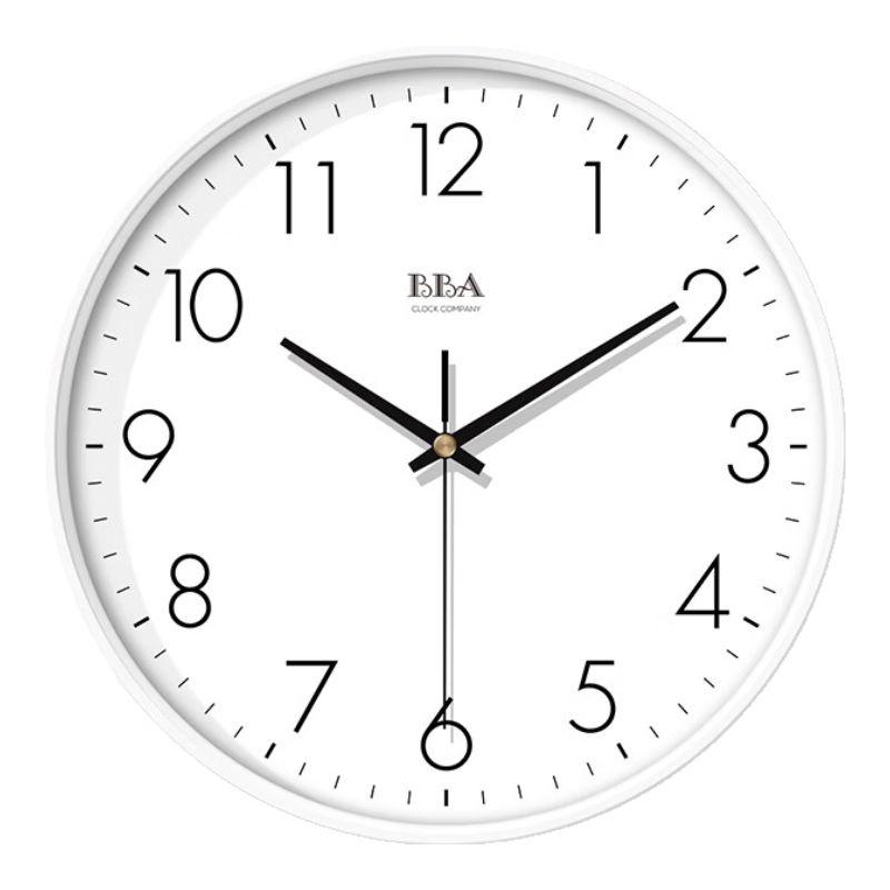 BBA Wall Clock, Simple Living Room Clock, Fashionable Home Bedroom Living Room Timepiece, Quartz Wall Clock, 26cm White