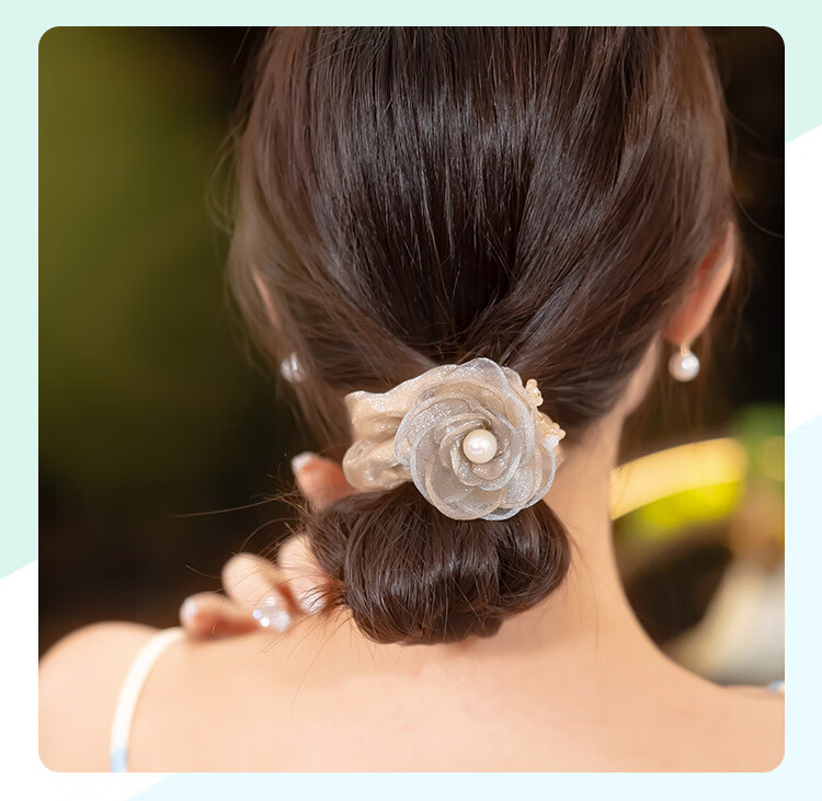 CHIMERA Rose Hair Tie Luxury Ponytail Elastic Band Bun Hair Accessory for Women Birthday Gift 5