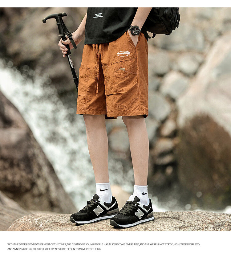 MMOPTOP Japanese-Style Outdoor Work Shorts for Men, Summer Trendy Straight-Leg Sports Casual Loose Pants CH04 Light Green 2XL 13