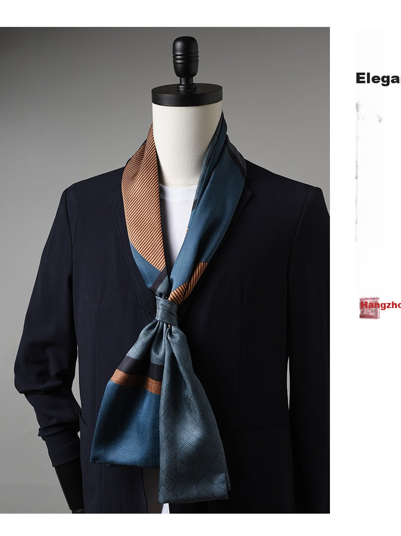Hangsilu Men's Silk Scarf, Casual Business Style, 16 Meters Long, Double-Layer High-Quality, Birthday Gift, Holiday Present for Dad, Husband, Elders 17