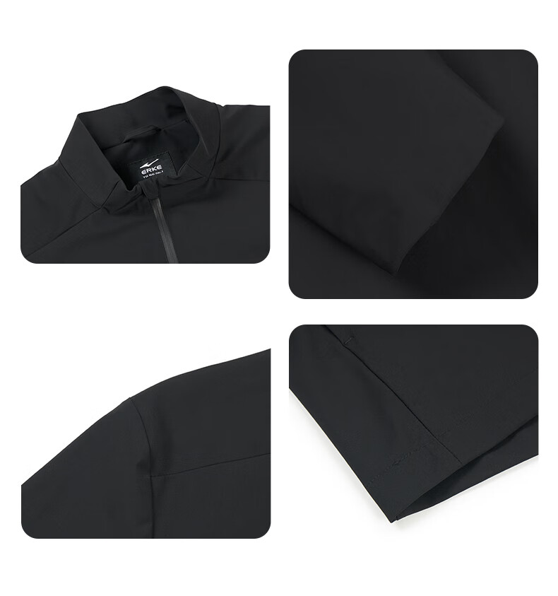 Erke Men's Spring Jacket Cycling Coat Stand Collar Slim Fit High Elastic Running Windbreaker Dark Color Men's Top 14