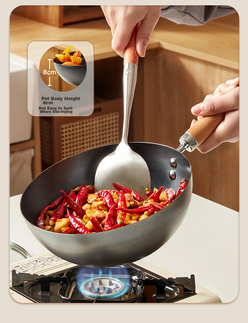 SUPOR Mini Premium Iron Wok 22cm, Household Use, Non-Coated, Wear-Resistant, Rust-Proof, Suitable for Gas Stove, EC22RF05 10