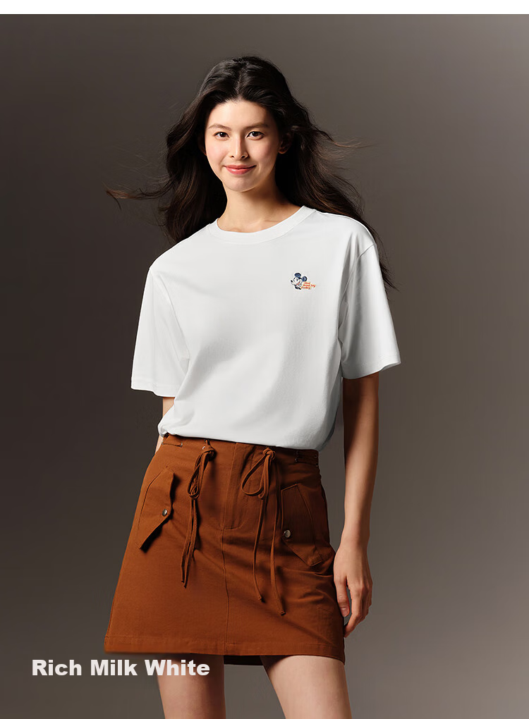 Semir [Colorful Cool-Feeling T-Shirt] Women's Short-Sleeve T-Shirt, Mid-Length, Loose-Fitting, Comfortable Embroidered Top, 109324100007 10