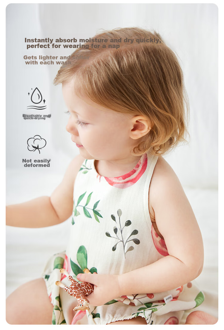 Babylove Bobo Fruit Tea Baby Romper Summer Bamboo Cotton Camellia Gauze Bodysuit Breathable Crawling Suit 10