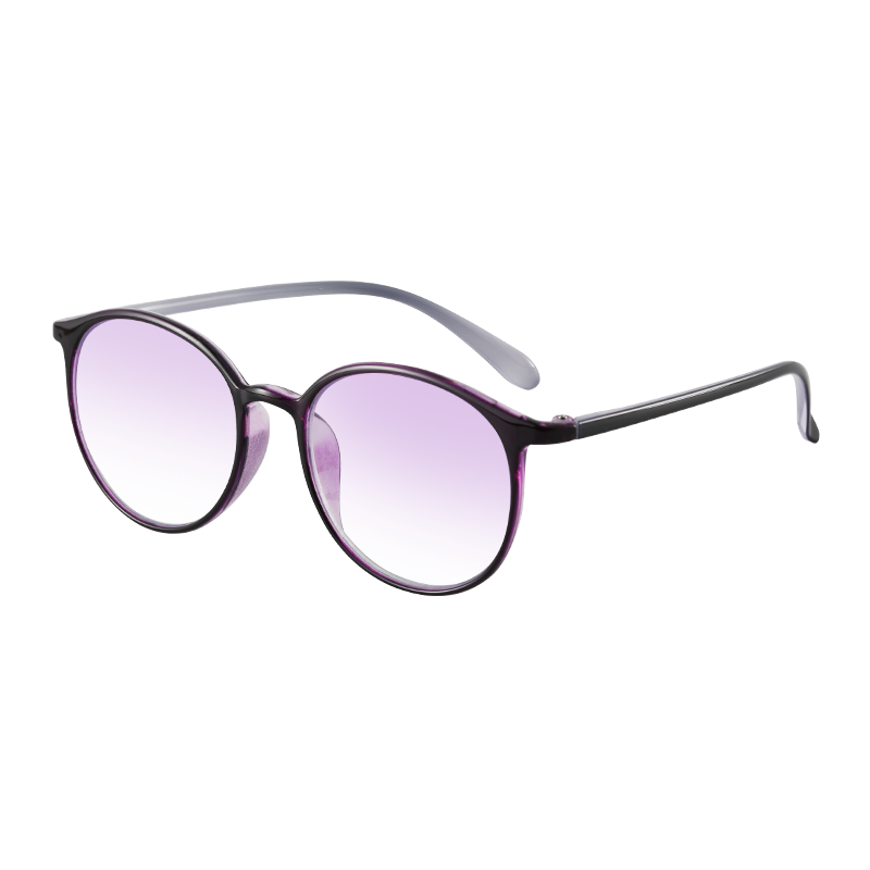 Mr. PuTian Anti-Blue Light Reading Glasses for Women, Bifocal Progressive Purple Imported Reading Glasses, 250 Degrees (60-64 Years Old)