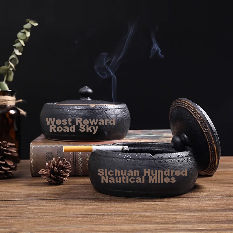 Bangushan Large Ceramic Ashtray with Anti-Spitting Design for Office, Living Room, Home Use, Creative And Personalized Ashtray Gift, Random Style Shipped 1
