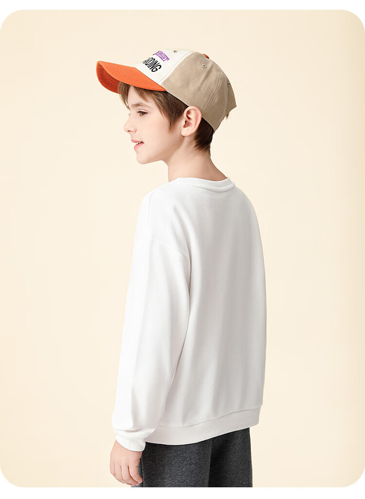 Classic Teddy Boys' Sweatshirt, Children's Autumn Wear, Casual Top for Young Kids, Fashionable And Versatile, Beige, Size 90 13