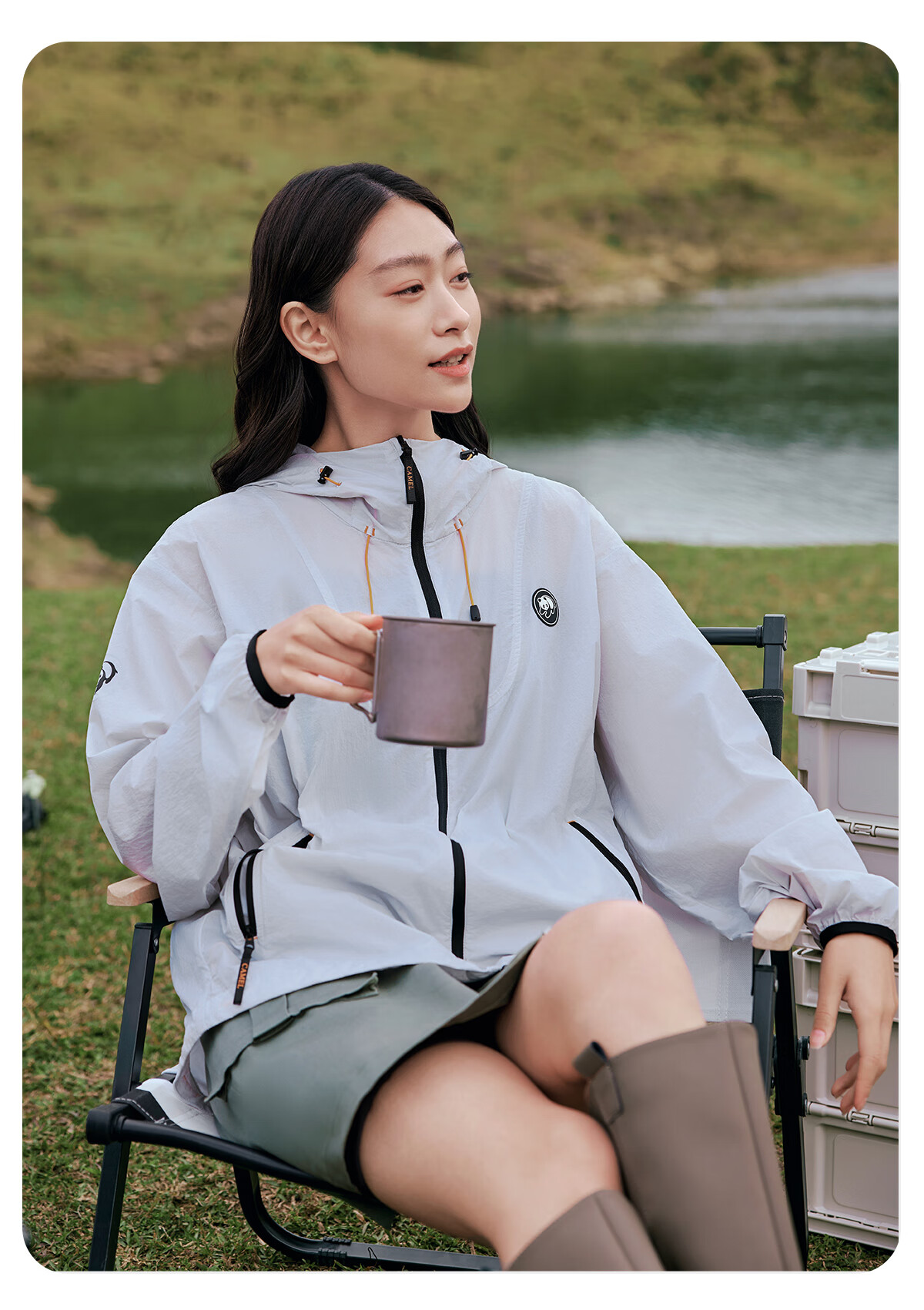 CAMEL Panda Series - Lightweight Sun Protection Jacket for Men And Women, Outdoor Sports Wear with Wide Black Rubber Brim Hat, New Summer Outerwear 18