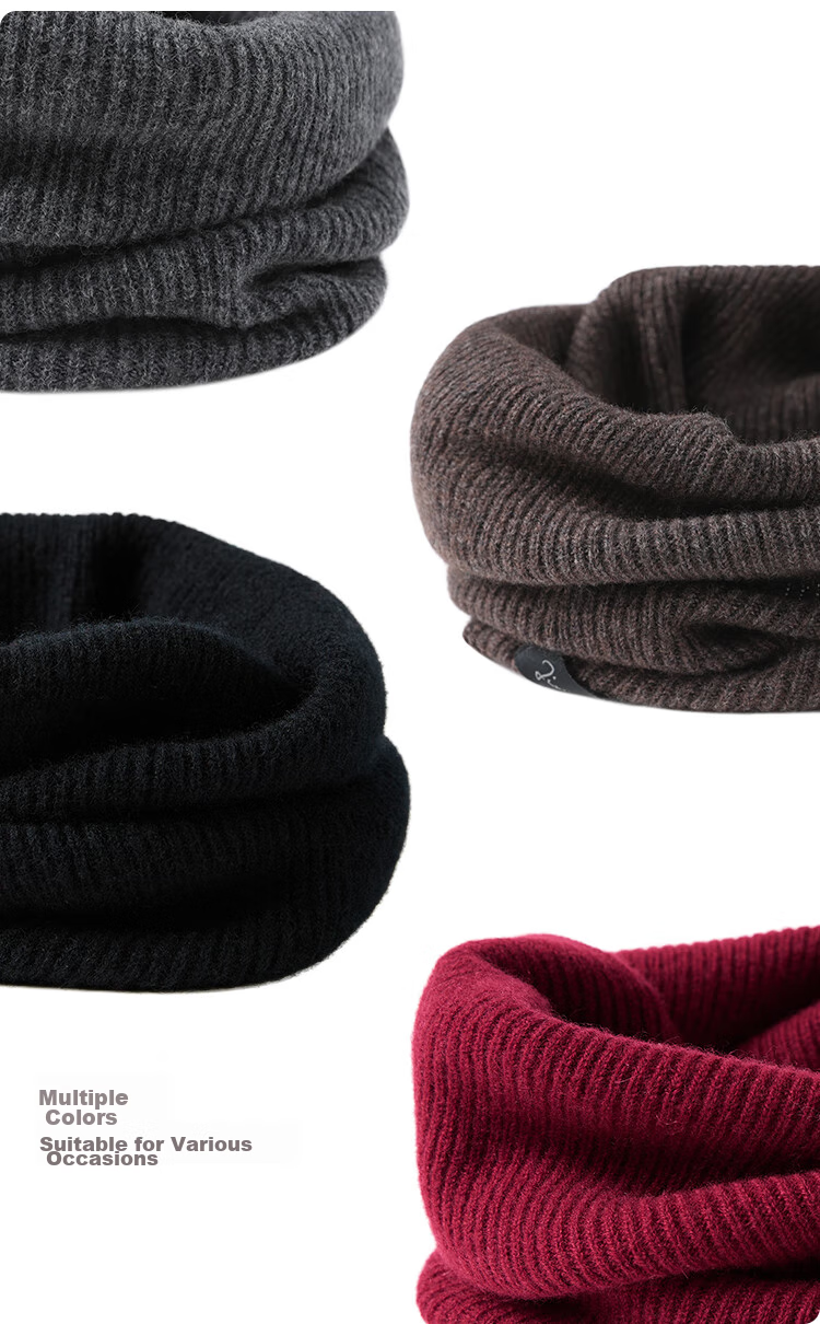 JIUMU 100% Cashmere Warm Neck Gaiter for Men, Autumn And Winter Cycling Hoodie Neck Warmer, Outdoor Neck Protection Scarf for Men in Winter 8