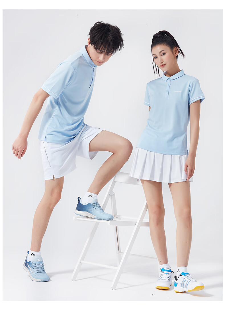 KAWASAKI Badminton Shirt for Women, Professional Sports Short-Sleeve Collared Quick-Dry T-Shirt V2920, Ice Blue, M 6