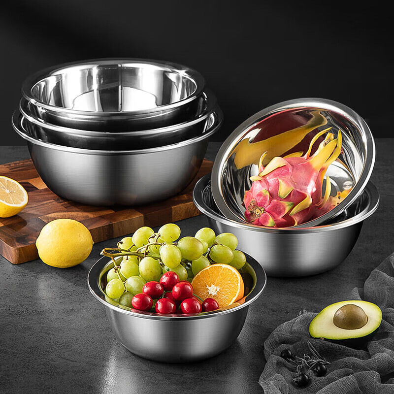 Maxcook Stainless Steel Bowl, Vegetable Washing Bowl, Seasoning Bowl, And Dough Mixing Bowl, Extra Large And Thick Flavor Bowl 20cm, Salad Mixing Bowl MCWA-012