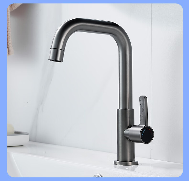 BSITN Basin Faucet, Stainless Steel Cold Water Tap, 7-Shaped Bathroom Cabinet Faucet, B069 13