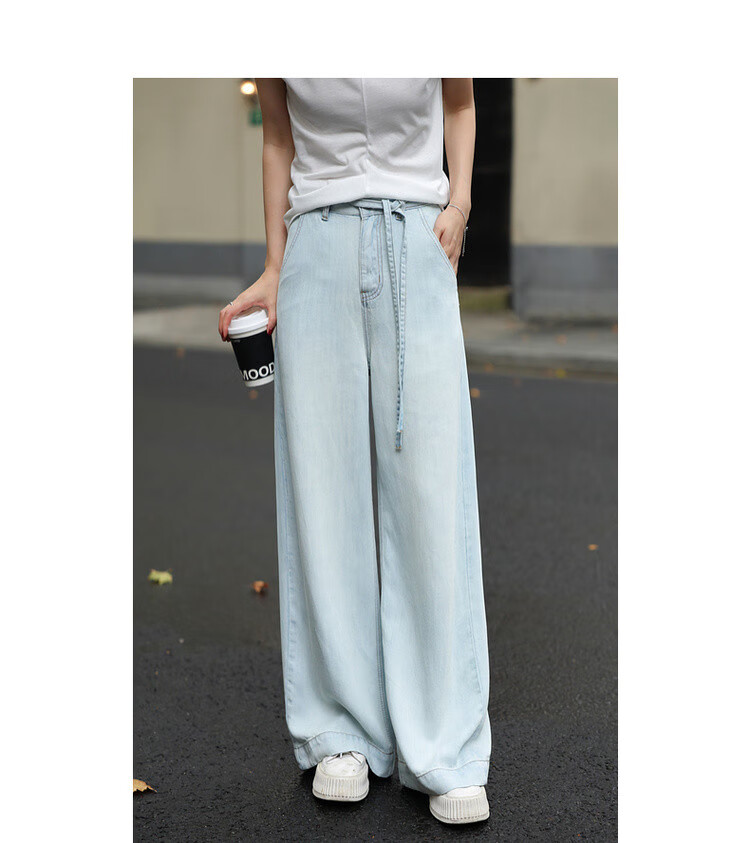 Mt [Selected 100% Lyocell] Spring Lightweight Stylish Wide-Leg Pants with Waist Tie, Comfortable Flattering Jeans for Wome 7