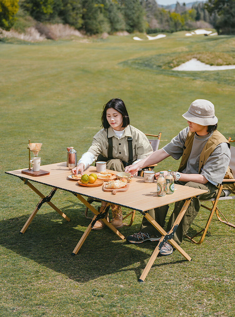 Naturehike Nuoke Star Simple L01 Aluminum Alloy Egg Roll Table Portable Outdoor Camping Picnic Folding Table Black Large 14