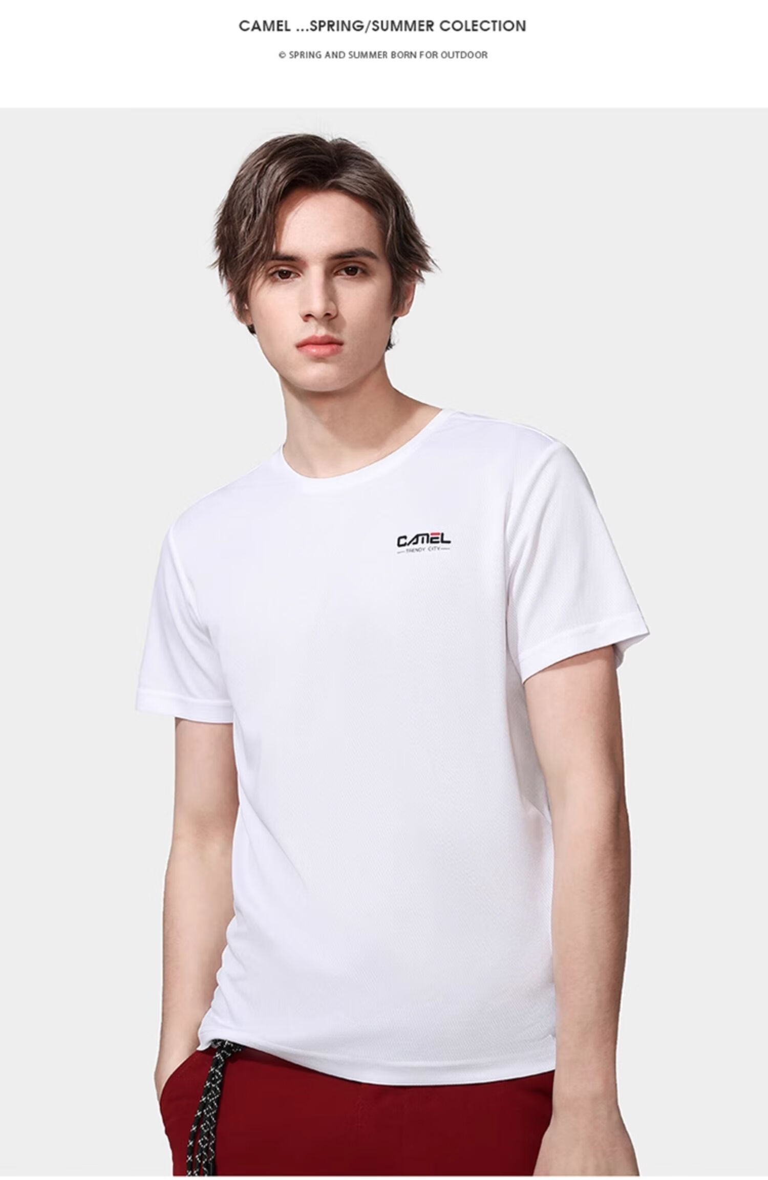 CAMEL Outdoor Quick-Dry T-Shirt, Spring And Summer Honeycomb Mesh Breathable Top, Couple's Sports Round Neck Short Sleeve A14BZ00079 19