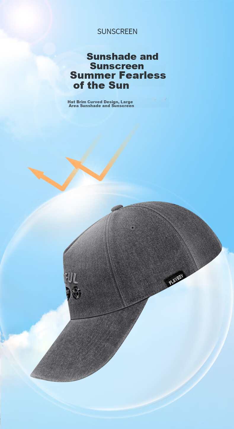 PLAYBOY Baseball Cap for Men, Spring Summer All-Season Casual Versatile Sun Protection Travel Visor Hat Outdoor UV Protection Cap for Middle-Aged Me 4