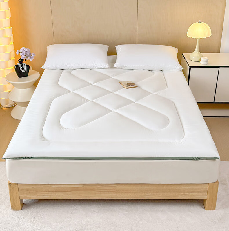Grace Class A Thickened Fiber Mattress, Student Pad, Single Bed Mat, White And Green, 1.8 Meters 15