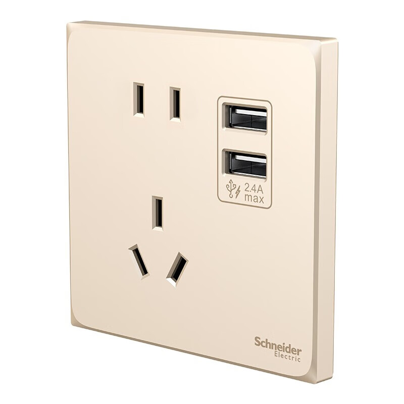 Розетка с двойным USB Schneider Electric, 5 гнезд, серия Haocheng, золотой