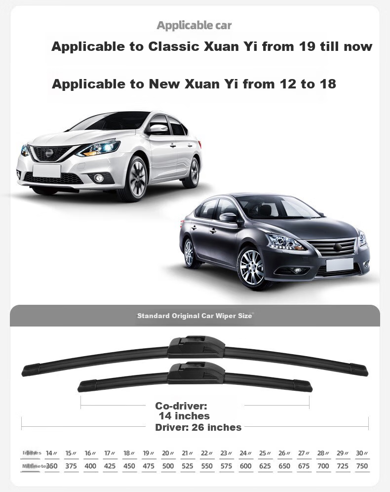Meisim Jingchi Series Windshield Wipers Suitable for Sylphy 06-19 Old Models, Rubber Strips, Nissan Wiper Blades, 22/17 Pair Set 5