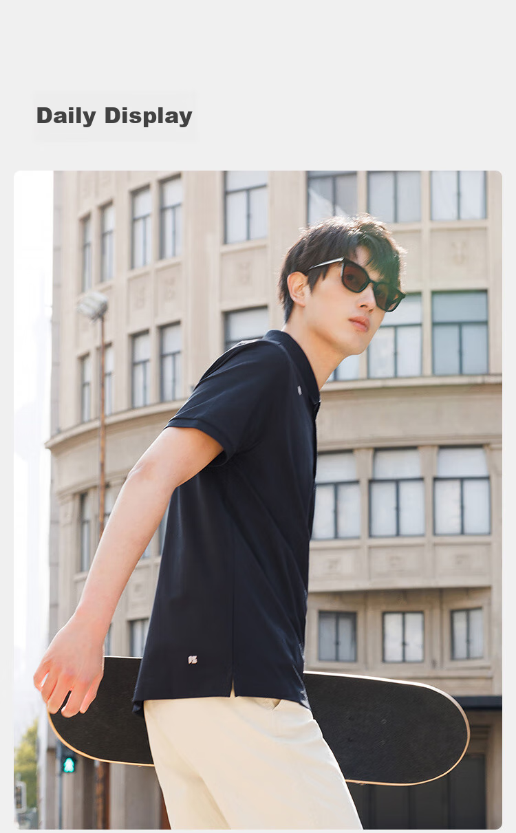 JD Original [Lightning Quick-Dry] Men's Short-Sleeve Polo Shirt, Men's T-Shirt, Men's Clothing, Navy Blue, M 9