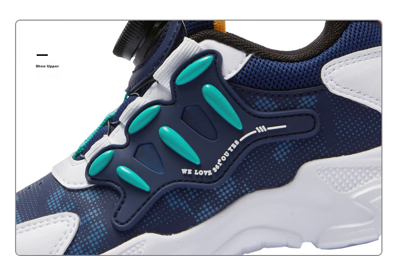 361° Children's Shoes, Kids' Sports Shoes, Winter Girls' Lightweight Leather Casual Shoes with Rotary Buckle, Blue, Size 32 45