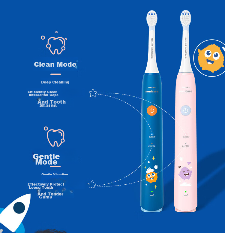 PHILIPS Children's Electric Toothbrush, Mengya Customized Exclusive Design with 2 Modes, 2 Customized Brush Heads for Kids, Birthday/children/students Gift HX2432/02 Pink 7
