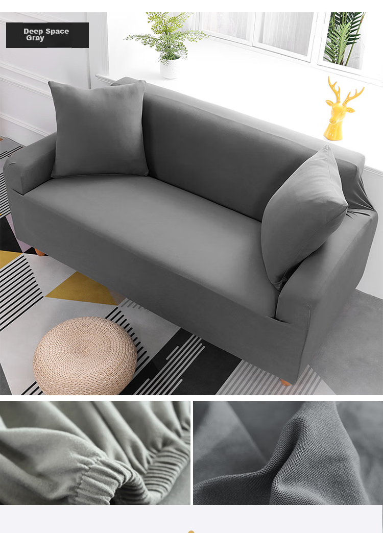 Quatrefoil Elastic Sofa Cover Slipcover Full Wrap Sofa Cushion Cover, Deep Space Gray, Suitable for Two-Seater 145-185cm 15