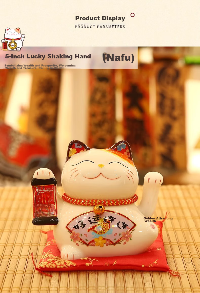 Bangushan Lucky Cat Money-Pillar Ornament, Business Opening Home Living Room Good Luck Savings Jar, Children Students Birthday Gift 7