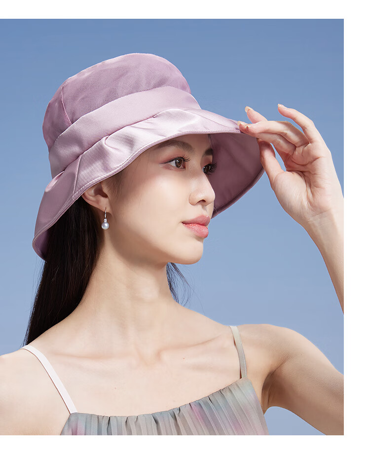 Shanghaigushi Silk Sun Hat for Women, Summer UV Protection, Mulberry Silk Hat, Birthday Gift for Mom Or Elders SSS24MZ20 Bean Paste Color 9