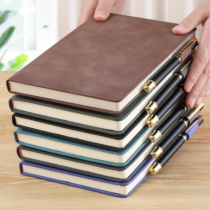 Faramon Notebook A5 Thick Journal, Business Lambskin Cover Vintage Style, Work Diary, Meeting Minutes Book, Office Stationery, Customizable, Brow
