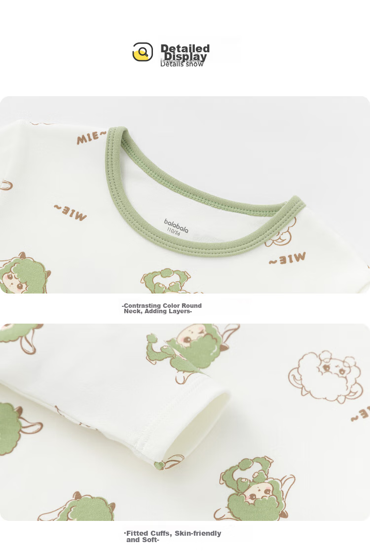 BALABALA Children's Thermal Underwear Set, Autumn And Winter Thickened, Boys' Autumn Shirt And Pants, Girls' Base Layer Pajamas, 208424169201 15