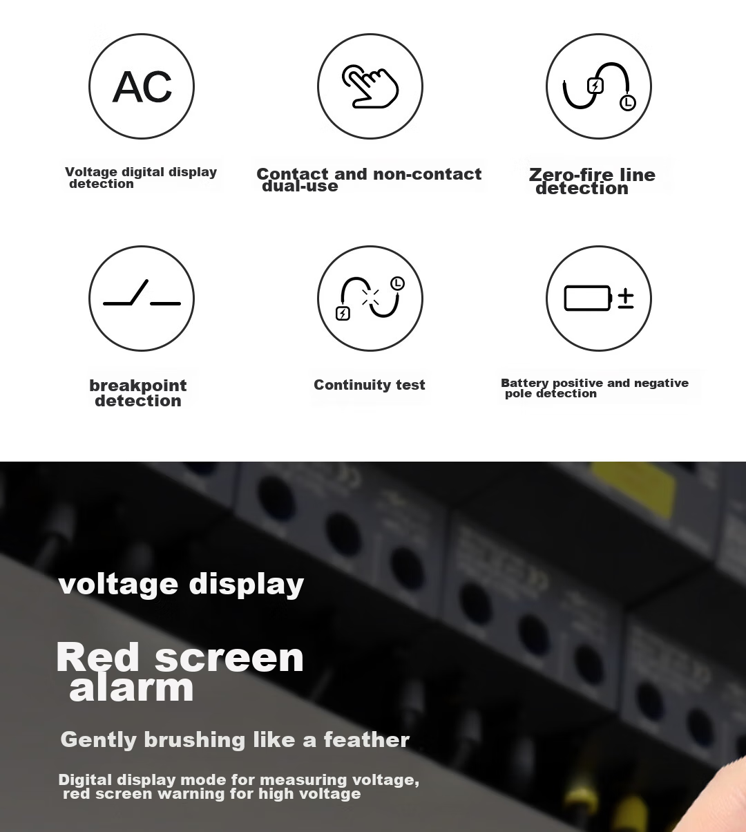 Deli Smart Dual-Use Voltage Tester Pen Multifunction Wire Break Detector Digital Display Electrician Induction High Voltage Tester Pen 3