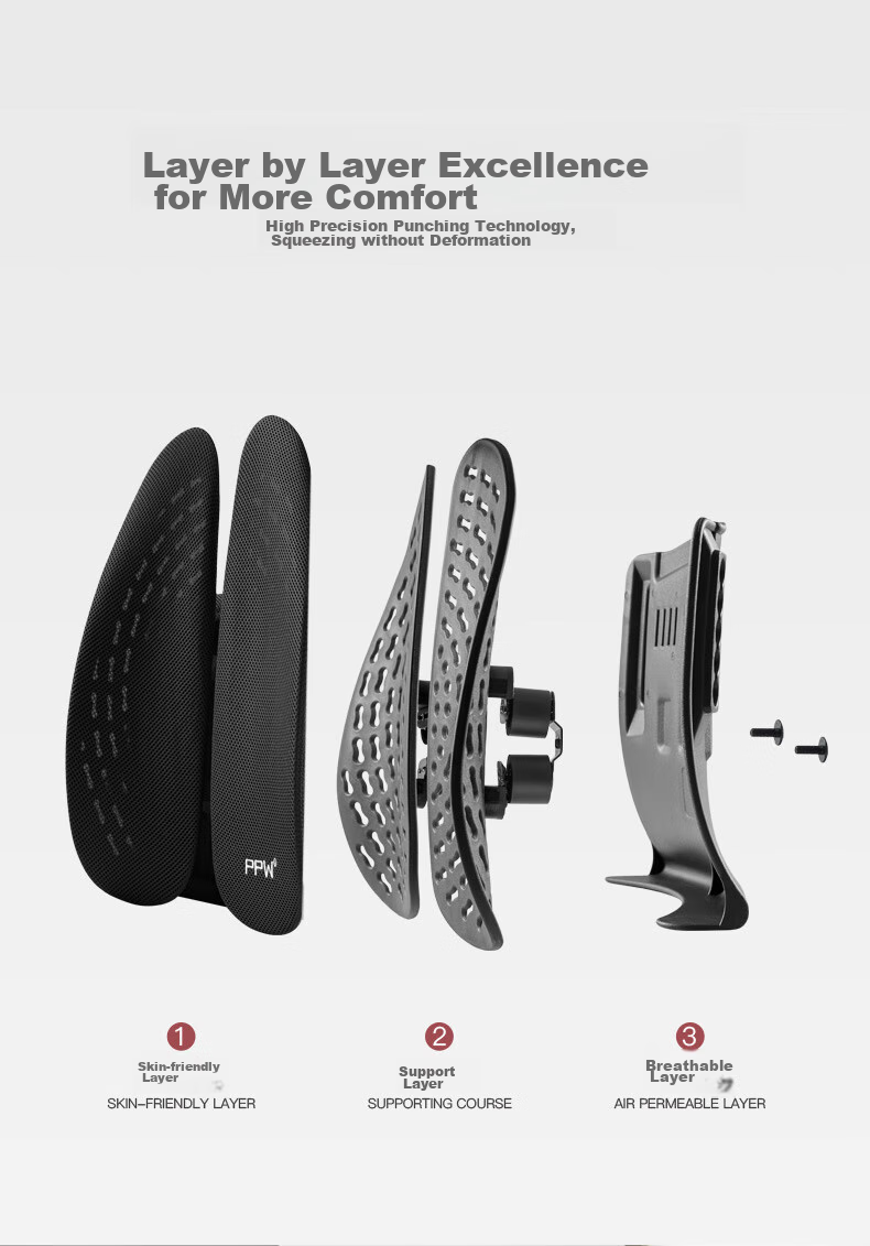 PPW Lumbar Support, Ergonomic Back Cushion for Chair And Car, Waist Pillow, Spine Protection, Breathable Office Backrest 7