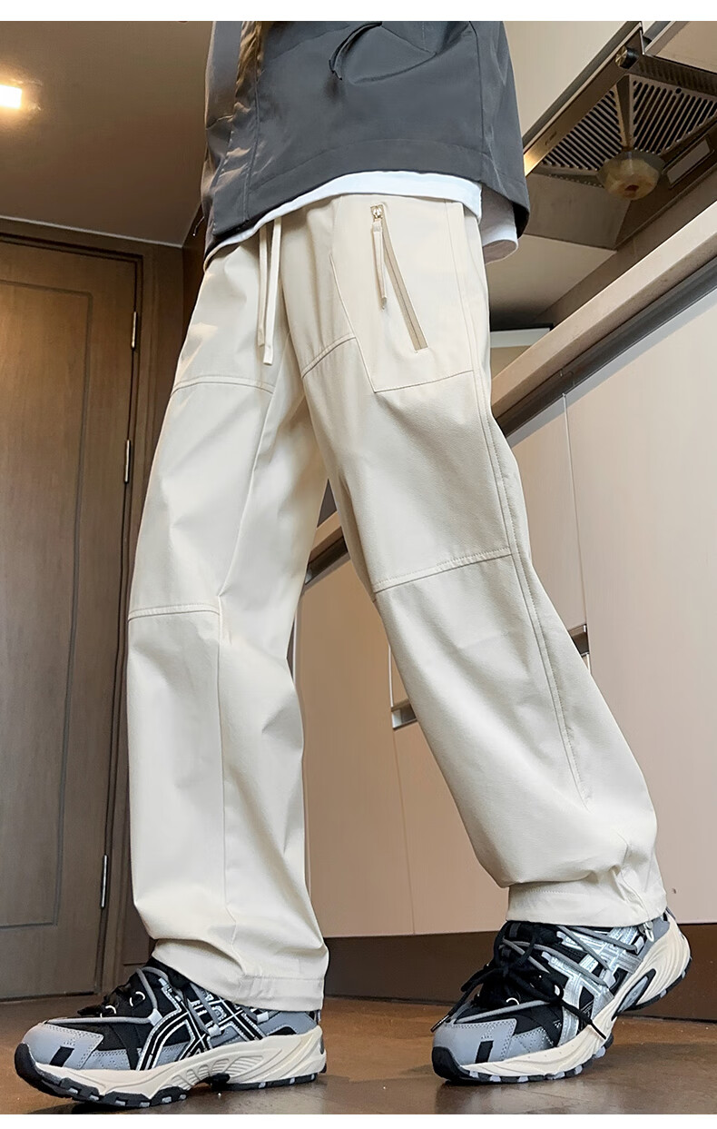 Dingfengbaoluo Casual Cargo Pants for Men, Spring And Summer Paratrooper Functional Trousers, American-Style Solid Color Outdoor Pants, 2418 Gray, Size M 17