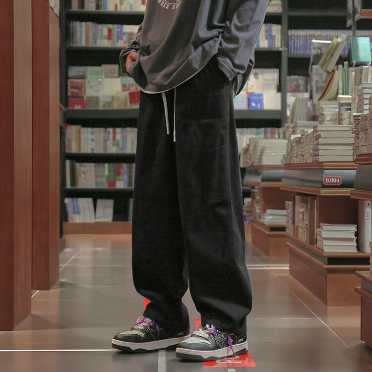 Homlean Japanese-Style Literary Casual Pants for Men, Summer Niche Trendy Straight-Leg Cargo Trousers HG01 Khaki S 8