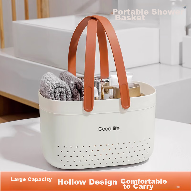 Jinghuisichuang Laundry Basket, Shower Caddy, Portable Thickened Hollow Quick-Drying Bath Basket, Student Shower Organizer, Bathroom Storage Basket