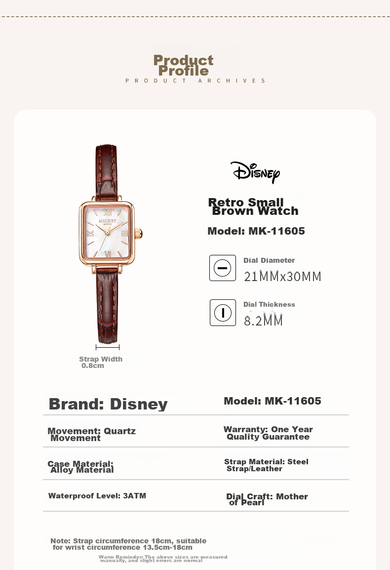 Disney Women's Luxury Niche Elegant Small Pin Square Green Watch Birthday Valentine's Gift 6