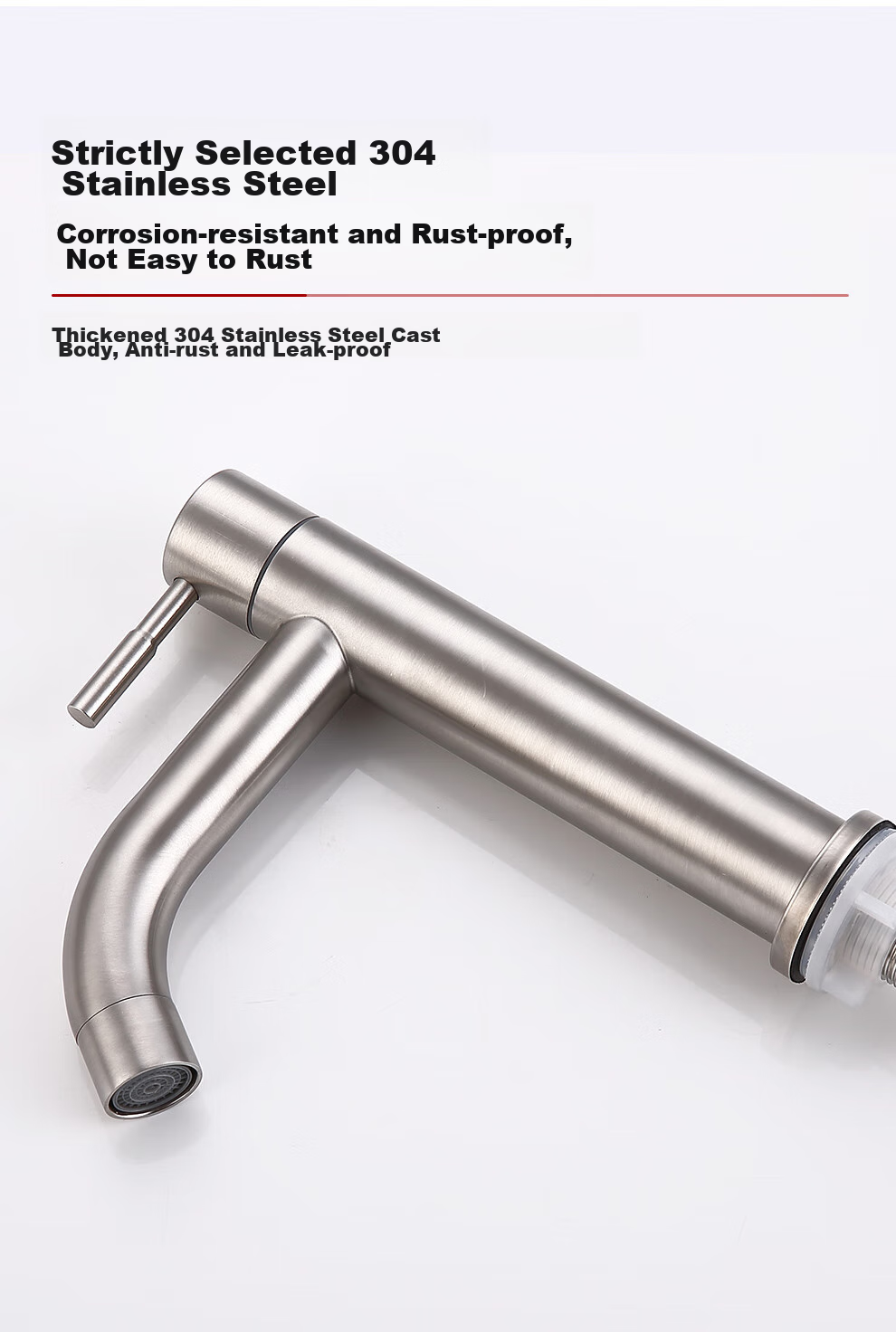 CVBAB Basin Faucet Single Cold, Bathroom Sink Faucet, Washbasin Faucet, Face Basin Faucet, 304 Stainless Steel CV1508N 4