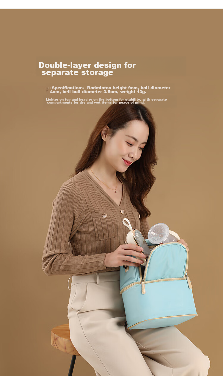 Xenbea Breast Milk Storage Bag, Portable Double-Layer Breast Milk Cooler, Mommy Bag for Work And Storage, Insulated Cold Pack 9515-7 5