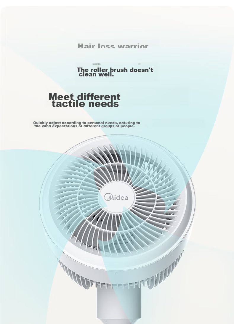 Midea [Storm Circulation] Air Circulator Fan, High Airflow Electric Fan, Floor Fan, Quiet Home Desktop Oscillating Fan, Bedroom Energy-Saving Small Fan, Gentle Wind Light Feather Fan FGA24TQ 18