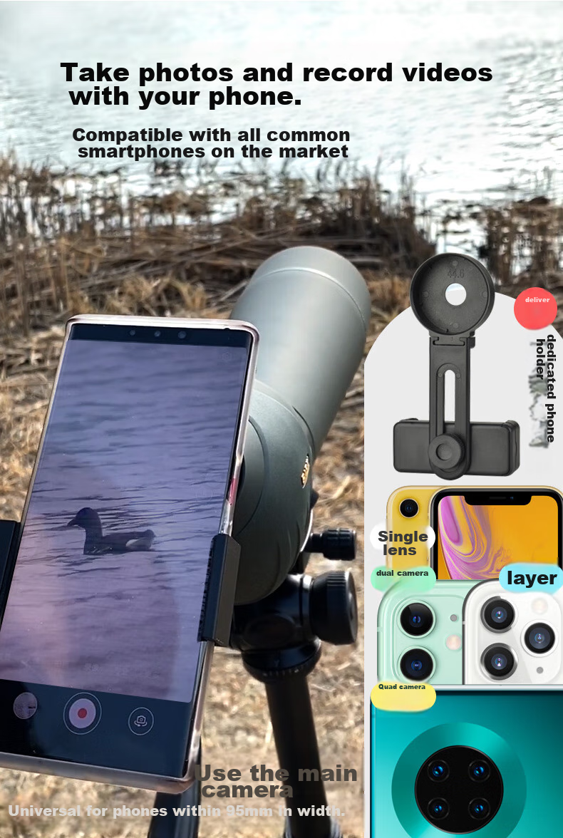SAGA Professional Variable Zoom Birdwatching Telescope 20-60x High Power HD Spotting Scope Compatible with DSLR and Smartphone 6
