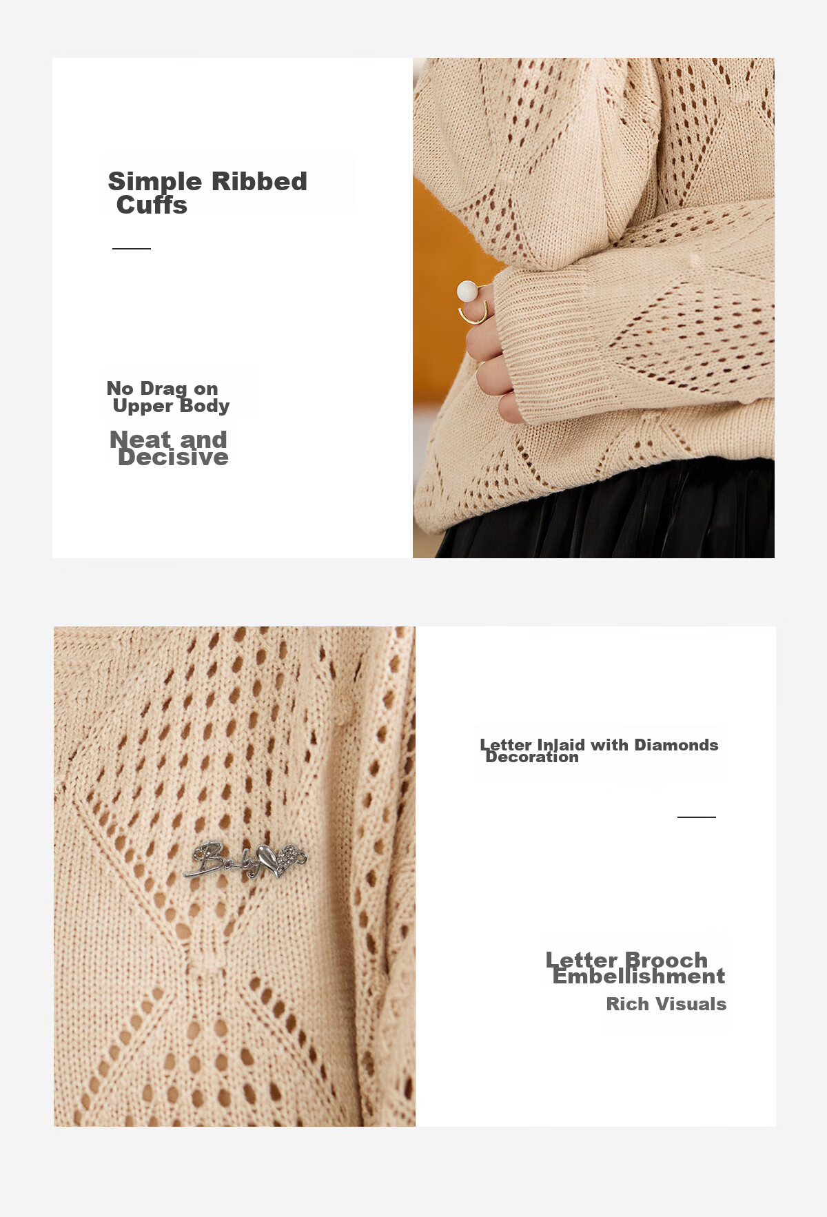 She Enjoy Textured Versatile Diamond Cable Knit Round Neck Sweater Women's Inner and Outer Wear Knit Top T53Z051 8