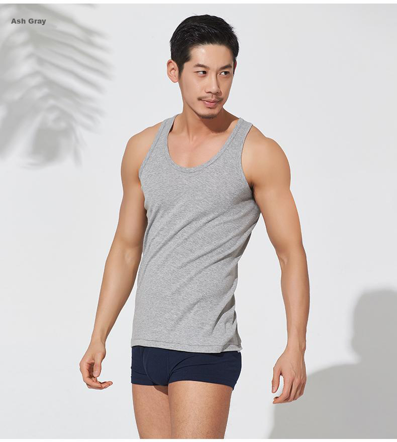 Yiershuang [100% Pure Cotton] 3-Pack Men's Tank Tops, Athletic Ribbed Slim-Fit Undershirts for Me 10