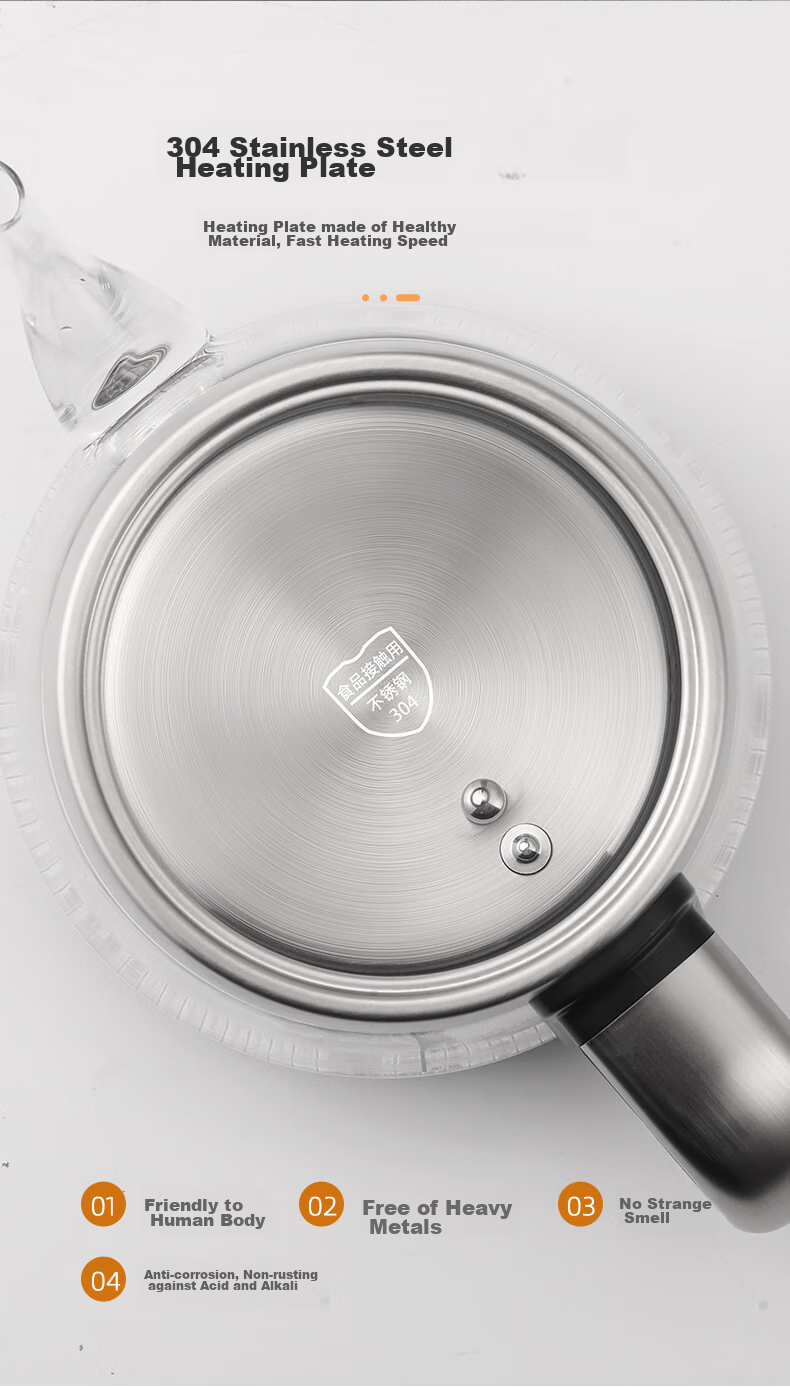 Biooner Fully Automatic Electric Kettle with Water Inlet, Glass Kettle, Tea Table Dedicated Integrated Tea Table, Coffee Table, Tea Brewing Utensils, Electric Tea Stove XT-301 Silver Gray Single Burner 1L 15