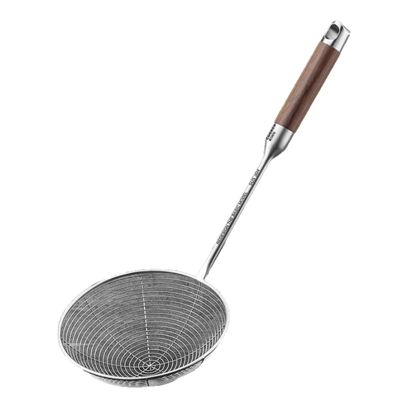 COOKER KING 304 Stainless Steel Strainer, Skimmer Ladle, Colander, Hot Pot Large Strainer, Deep-Frying Spoon, Ladle, Heat-Resistant Handle, Medium Size